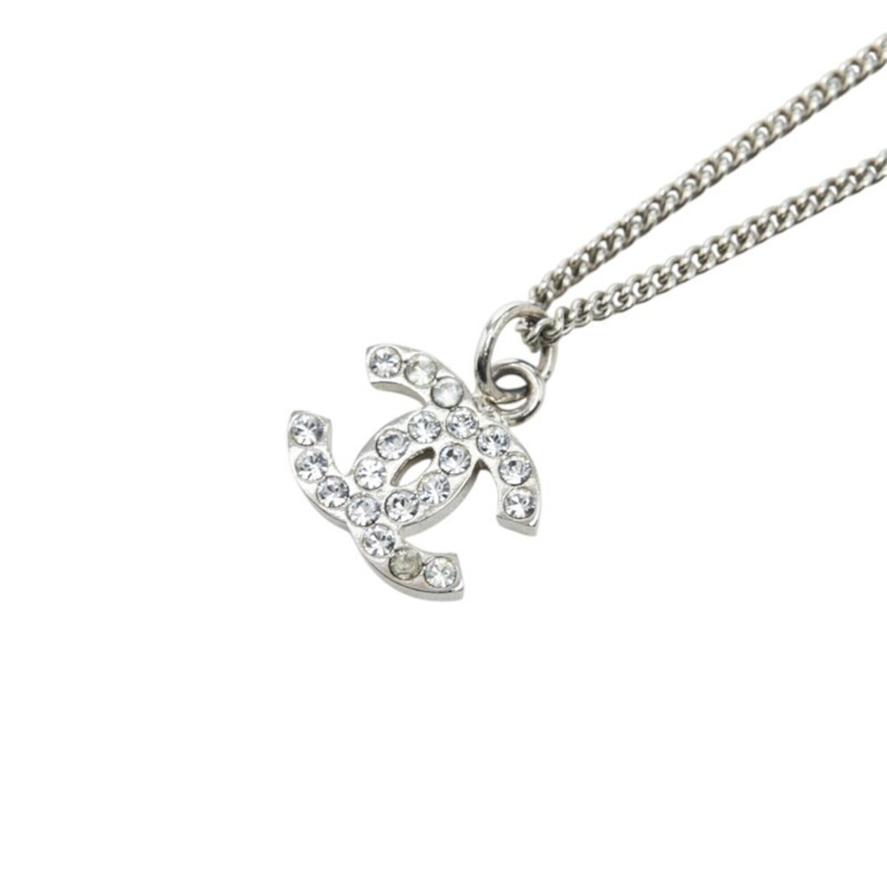 CHANEL Silver Logo Necklace